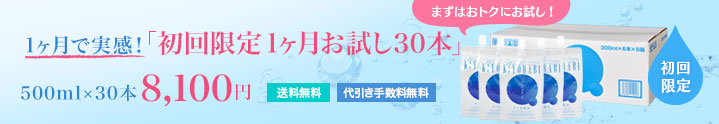 ナノ水素水キヨラビ初回限定1ヶ月お試し500ml×30本で8,100円送料・代引手数料無料