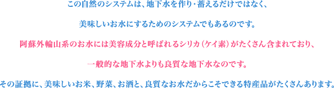 シリカがたくさん含まれており、良質なお水だからこそできる特産品がたくさんあります